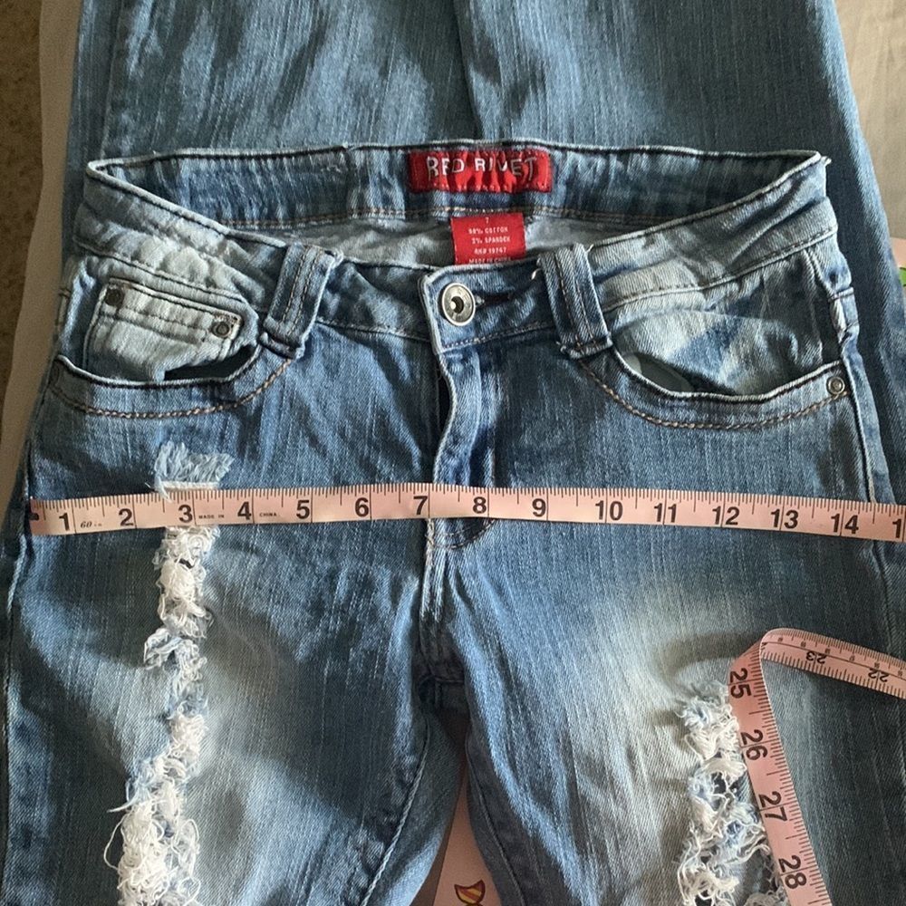 Red Rivet Distressed Bootcut Jeans - Picture 6 of 6